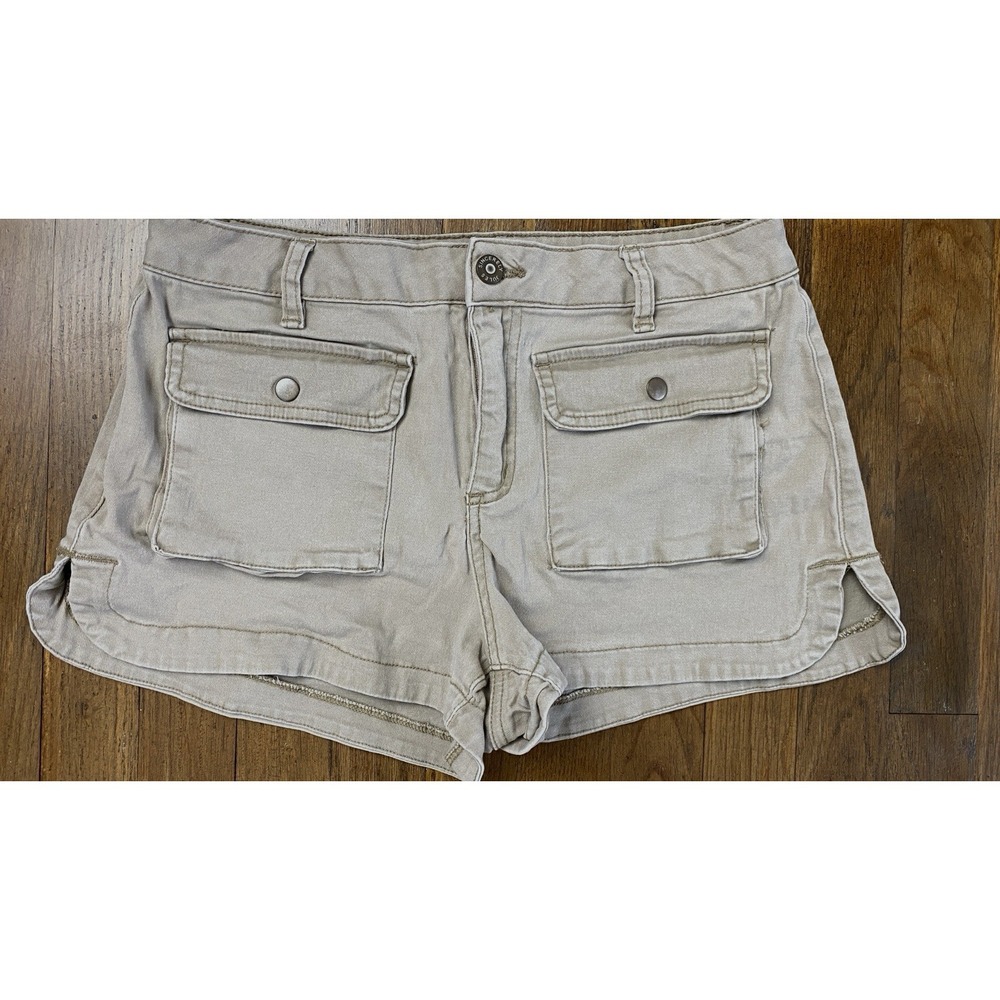 Women's Soft Denim Shorts Size 5/27 Faded Brown Mini Cargo‎ Safari BOHO Casual